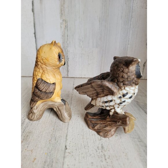 Vintage owl branch pear bird set ceramic home decor figure - Picture 6 of 7